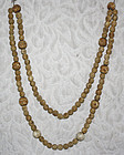 Chinese carved bone and ivory beads long necklace
