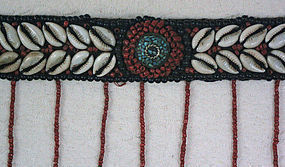 Tibetan belt with beads, cowrie shells and turquoise