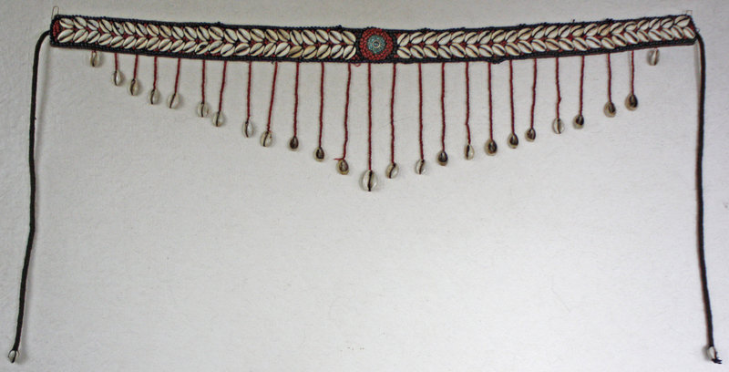 Tibetan belt with beads, cowrie shells and turquoise