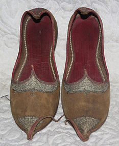 Pair of traditional woman's leather shoes from Afghanistan