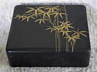 Japanese Black lacquer Box with Gold Makie design