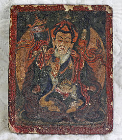 Tibetan Buddhist Tsakli painting card writting on back