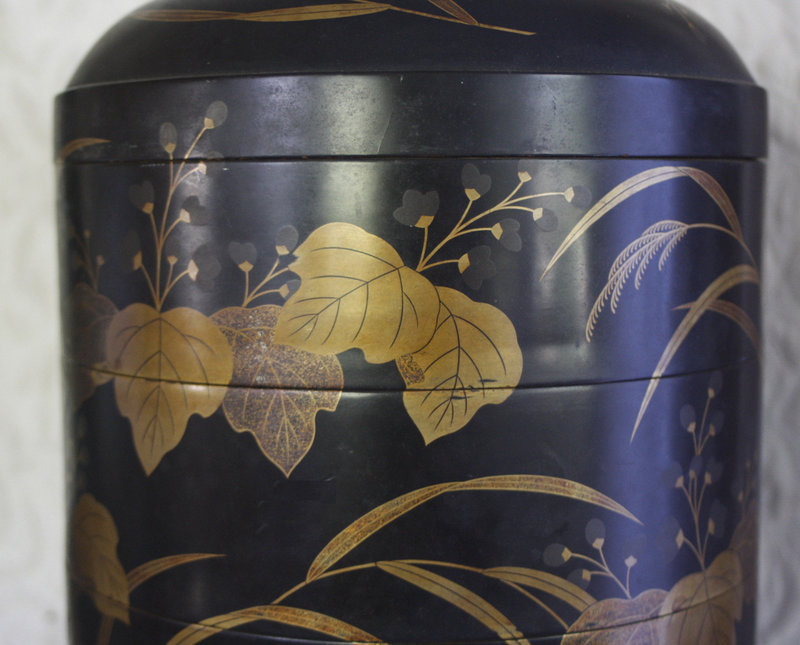 Meiji Period Japanese Lacquer 3 tier covered round box