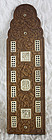 Ornately carved Chinese wood cribbage board with bone/ivory insets
