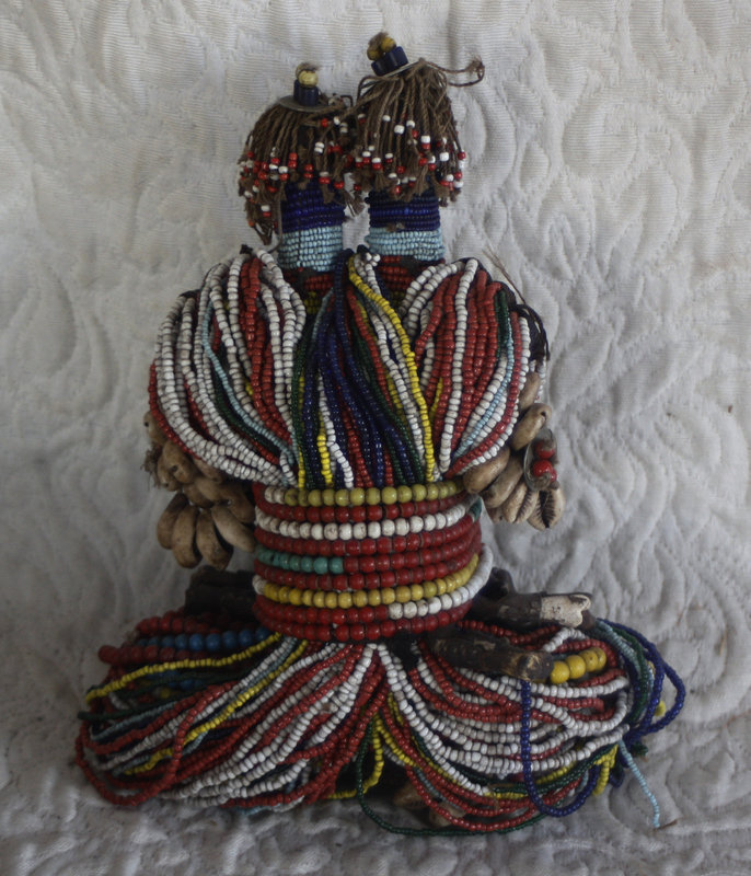 Rare Beaded twin dolls Nimji tribe Cameroon Africa