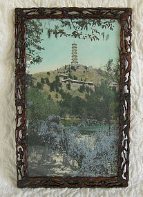 Hand carved Antique wood frame with Lithograph of Summer Palace
