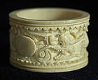 Antique Chinese carved  ivory napkin ring