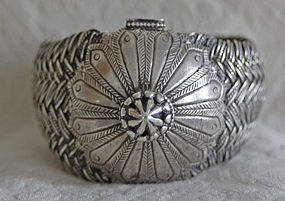 Antique Large silver central asian braided bracelet Indo-Persia