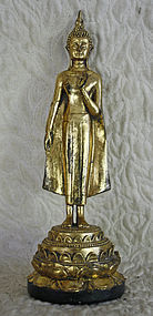 Antique Japanese gilded lacquer standing Buddha