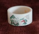Chinese eight vintage hand painted ivory napkin rings