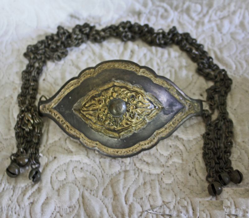 Antique Mongolian Chain belt with large Medallion