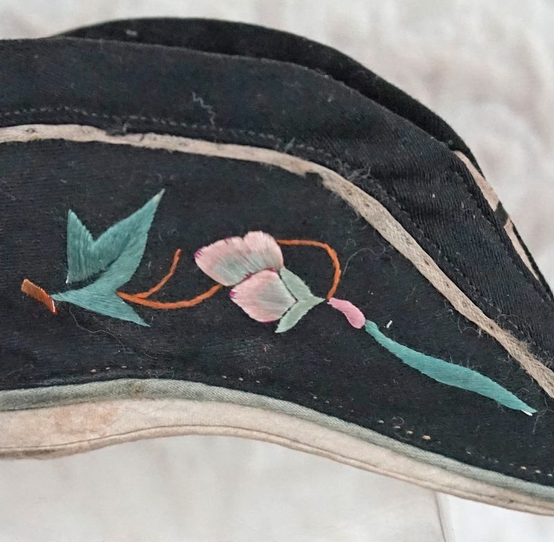 Antique Chinese silk embroidered lotus shoes