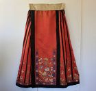 antique Qing Dynasty Chinese red silk embroidered skirt