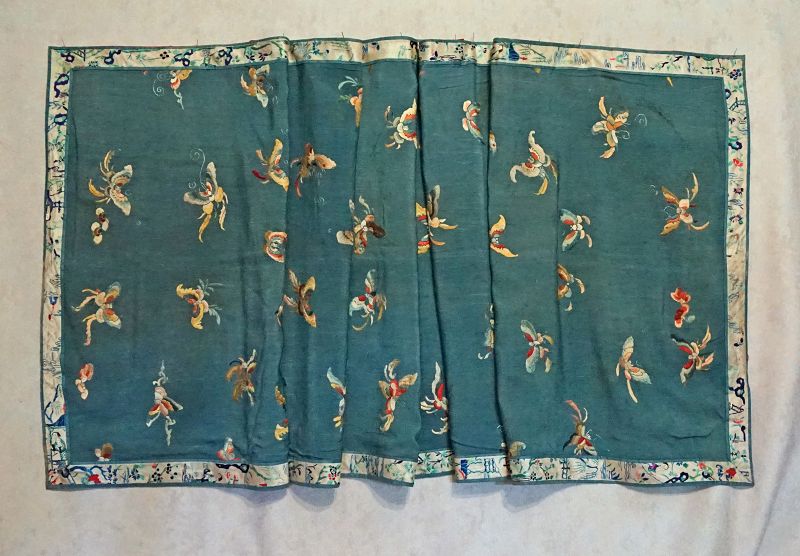 Antique Qing Dynasty Chinese embroidery panel scarf shawl