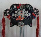 Antique Han Chinese traditional embroidered Lady's silk hat