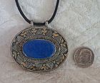 Vintage Pendant silver with large lapis stone