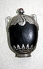 Signed tibetan snuff bottle with silver decoration