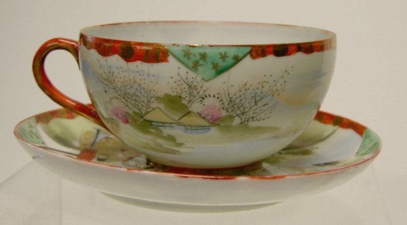 Japanese kutani porcelain cup and saucer