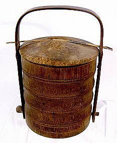 Small Antique Chinese Bamboo Tea Caddy
