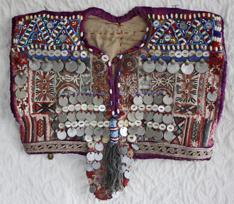 Baluchi beaded dress bodice with coins