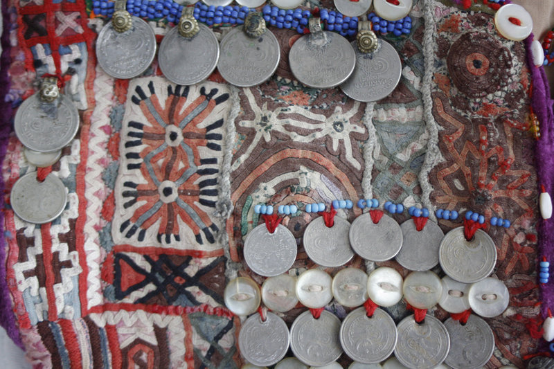 Baluchi beaded dress bodice with coins