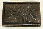 Antique Chinese carved wooden box with  dragon