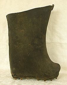 Old Chinese Leather Rice Paddy Work Boot