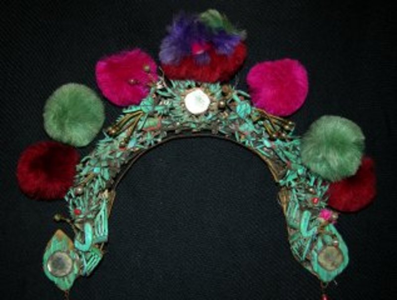 Antique Chinese Kingfisher Feather Wedding Crown