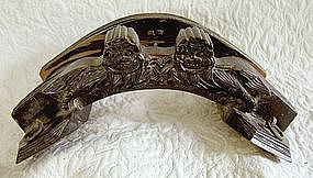 Black Lacquered Antique Chinese Pack carved saddle