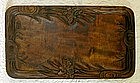 Large meiji period Japanese hand carved wooden tray
