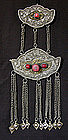 Large Tibetan Silver Pendant dragons and coral beads