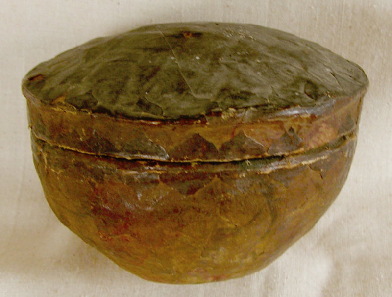 Antique Chinese paper mache container with lid