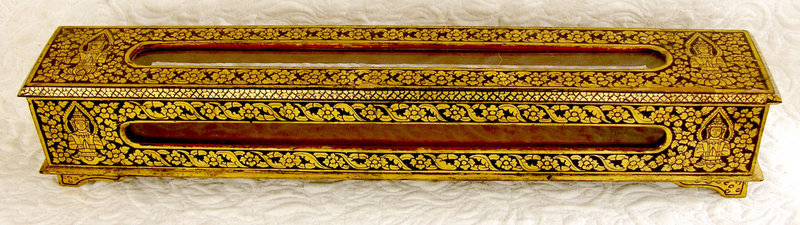 Burmese Lacquered Buddhist Sutra or Scripture Box