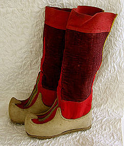 Antique Traditional Tibetan Buddhist Monk wool boots