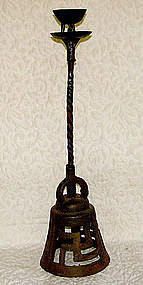 Antique Mongolian Iron oil lamp candle stand 25"  tall