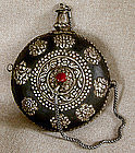 Tibetan Snuff Bottle with silver repousse ornamentation