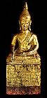 Wooden Burmese Temple Buddha with Khmer Script