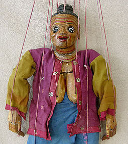 Antique String Mandaley Woman Puppet  from Thailand