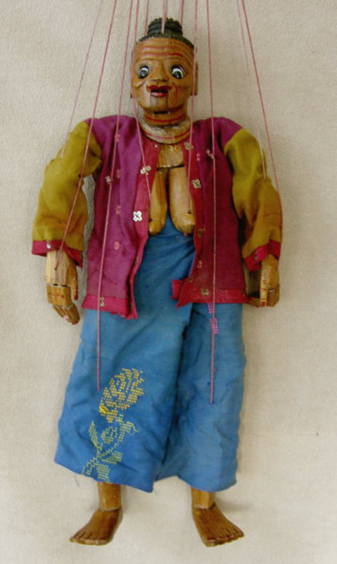 Antique String Mandaley Woman Puppet  from Thailand