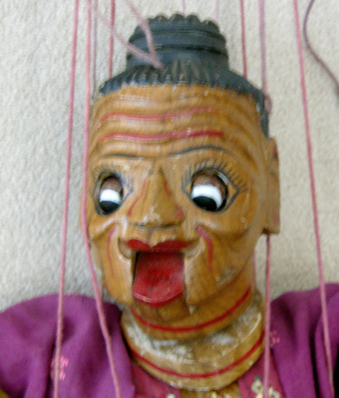 Antique String Mandaley Woman Puppet  from Thailand