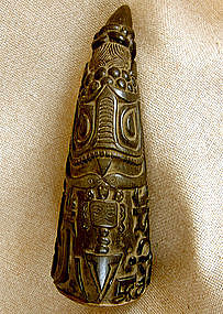 Antique Tibetan Buddhist Priest Carved Horn Rattle