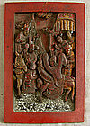 Antique Chinese deeply carved Temple Panel inlaid MOP