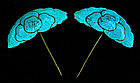 Matched pair of large Lotus Flower Kingfisher ornaments