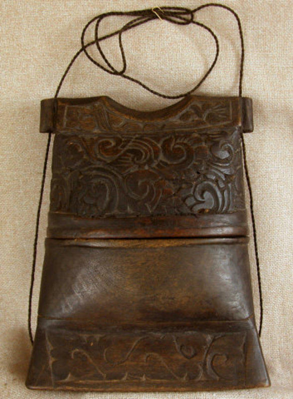 Indonesian Man's hand carved wooden container