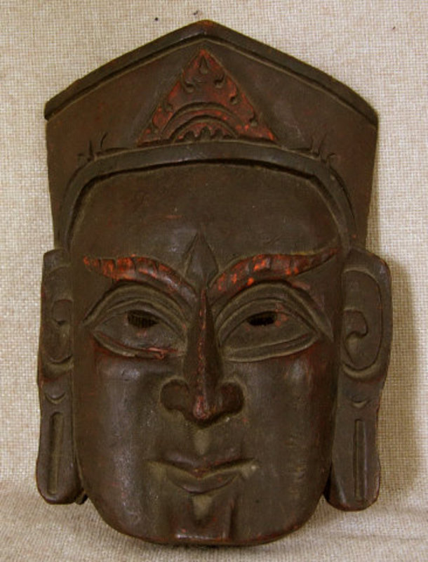 Antique Tibetan carved wooden Priest Mask