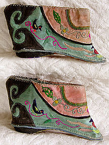 Pair of Antique Chinese Lotus Shoes Hand-me-downs