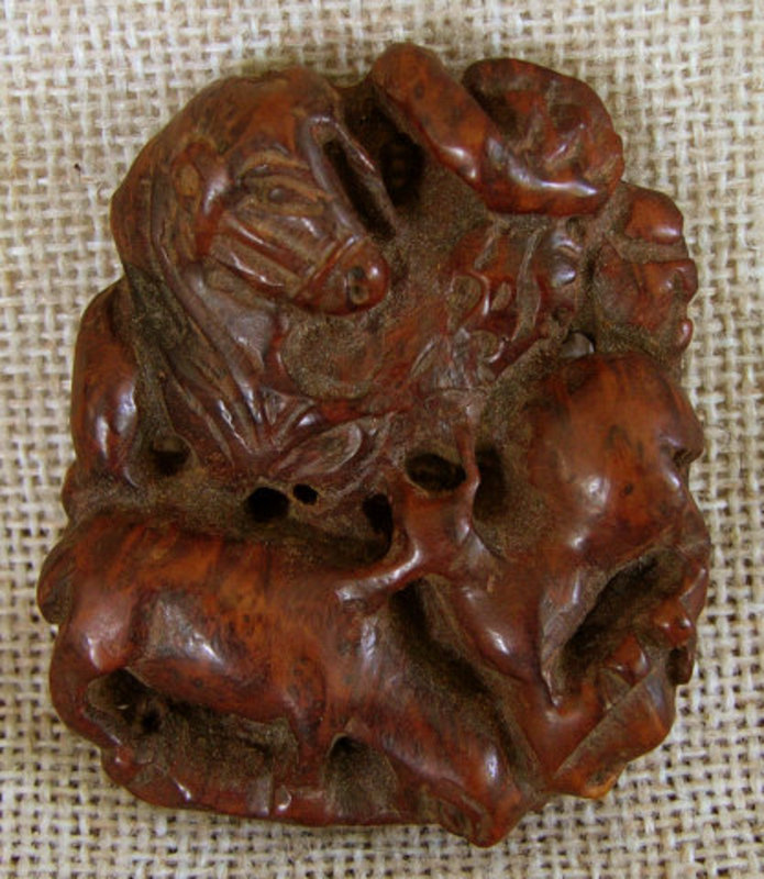 Antique Chinese Carved Wooden Longevity Toggle