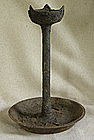 Antique Mongolian Buddhist Temple Iron Fat or oil Lamp