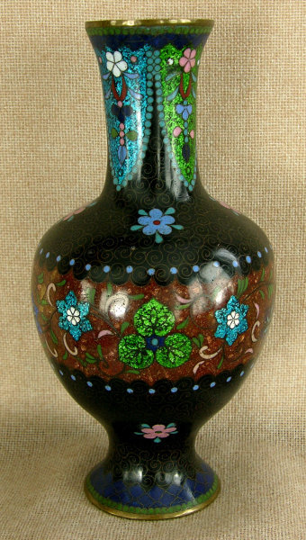 Antique Japanese goldstone Gin-bari cloisonne vase