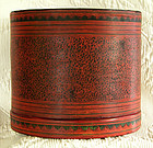 Burmese intricately painted lacquer betel nut container